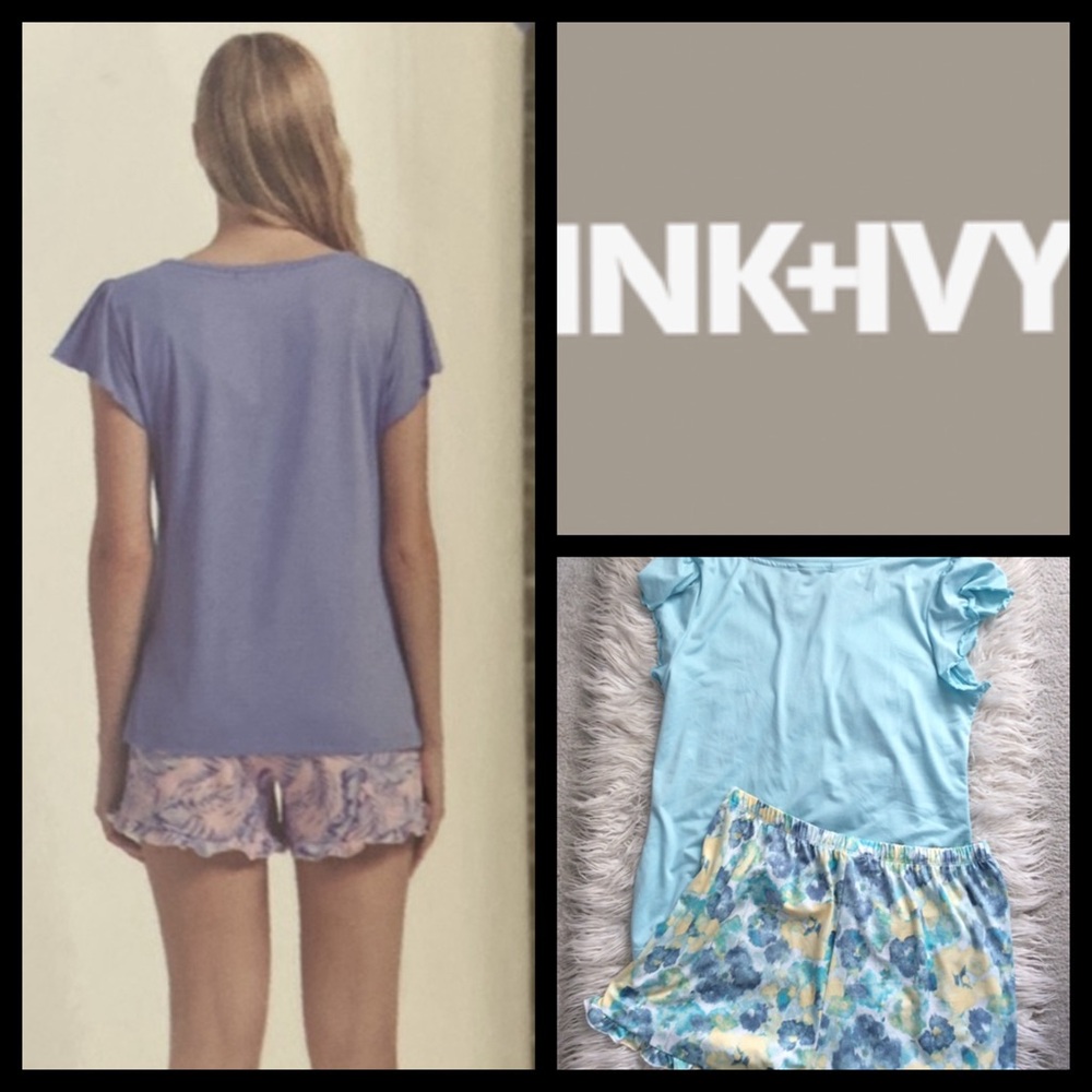 NWOT Ink + Ivy 2-Piece Ruffle Short Sleep Set - Picture 2 of 8